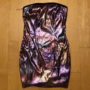 Purple sequin strapless dress